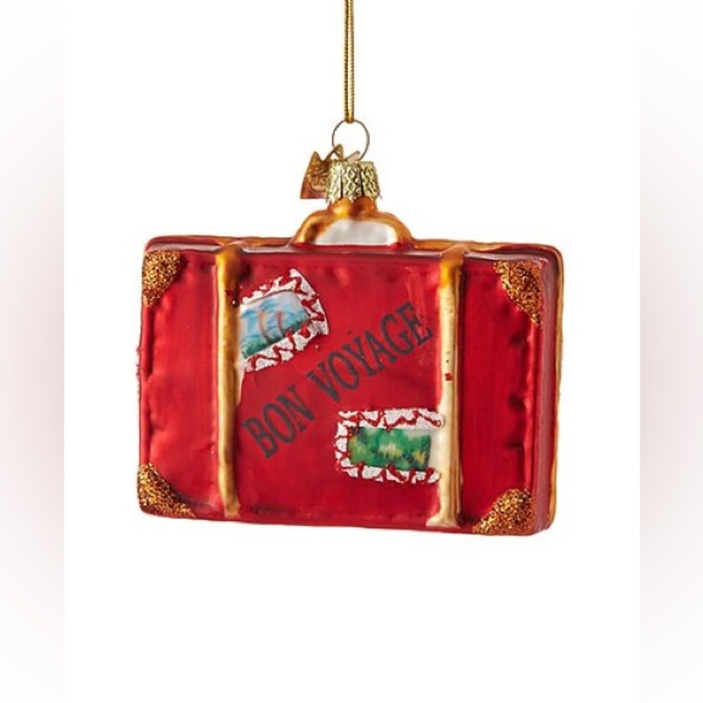 Kurt Adler 3.5in Glass Bon Voyage Suitcase Ornament, NWT 🧳 - Picture 5 of 5